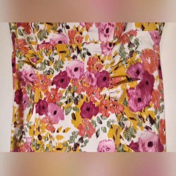 🥑NWT Cleo Cotton Prom Floral Mini Dress Fully Lined Ruched Waist Sleeveless - Picture 9 of 16